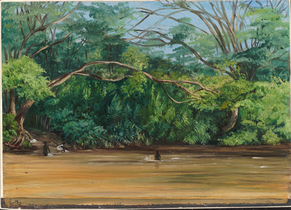 View of the sandy river at Spanish Town, Jamaica, 1872 (oil on board)