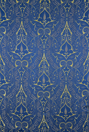 Panel, c.1870 (silk, 7:1 satin weave with 3:1 and 1:3 twill interlacings of secondary binding warps and supplementary patterning wefts)