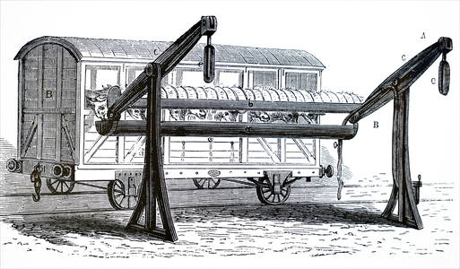 A closed cattle truck at a feeding and watering halt.