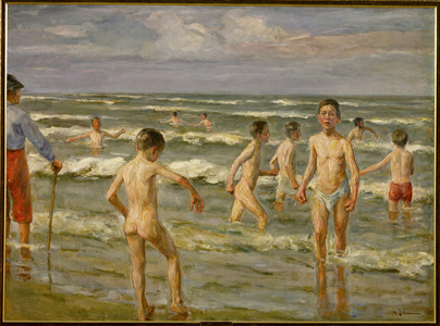 Bathing boys (painting on canvas)