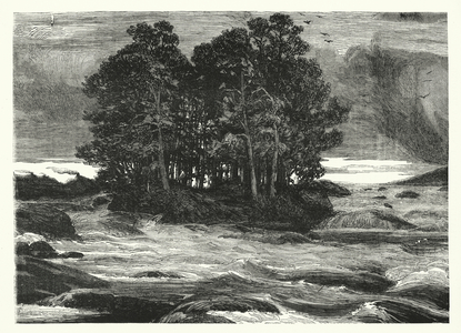 Autumn floods (engraving)