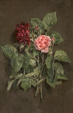 Roses (oil on board)