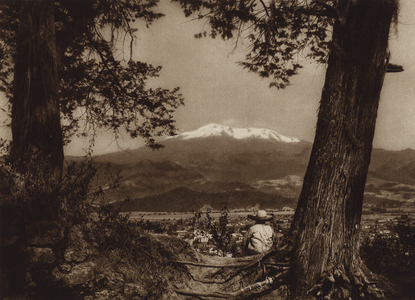 Mexico: Amecameca con Iztaccihuatl (b/w photo)