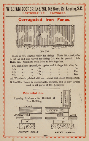 Page from Catalogue of William Cooper Ltd, Horticultural Providers, c 1910 (litho)