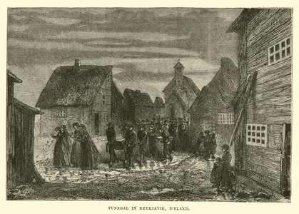 Funeral in Reykjavik, Iceland (engraving)