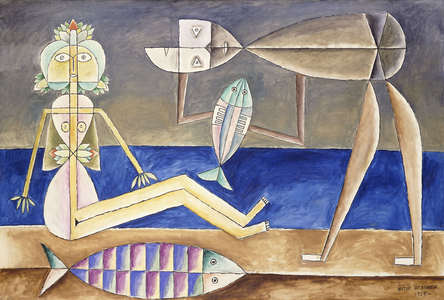 Characters on the Beach, 1955 (oil on canvas)