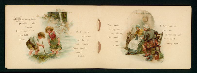 Illustration for Auld Lang Syne by Robert Burns (colour litho)