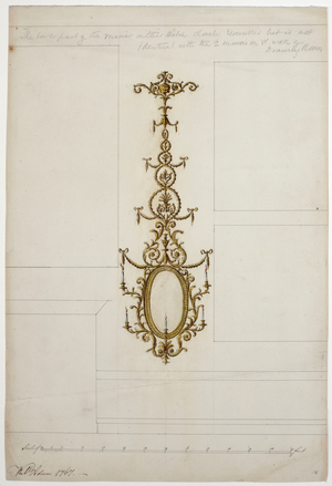 Design for a mirror, 1767 (pencil & watercolour on paper)