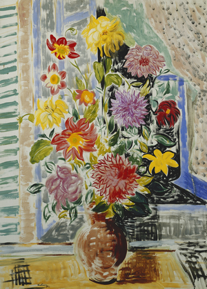 Vase of Flowers; Vase de Fleurs, (oil on canvas)
