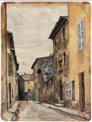 French Street Scene (Cassis), 1932 (w/c, pen & ink with graphite under-drawing on medium weight wove paper)