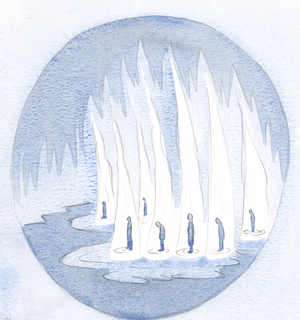 I saw what holy and glorious sanctuaries we are, lit by His grace, through our Holy Communions, 2000 (w/c on paper)