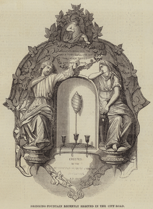 Drinking-Fountain recently erected in the City-Road (engraving)