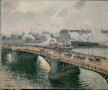 Sunset in foggy weather over the Boieldieu bridge at Rouen (oil on canvas)