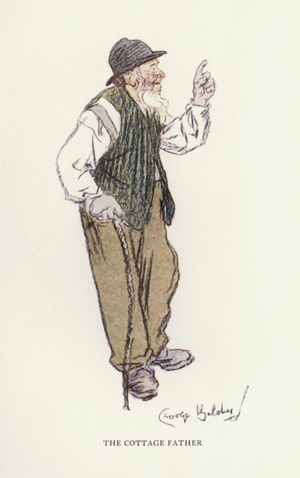 The Lighter Side of English Life: The cottage father (colour litho)