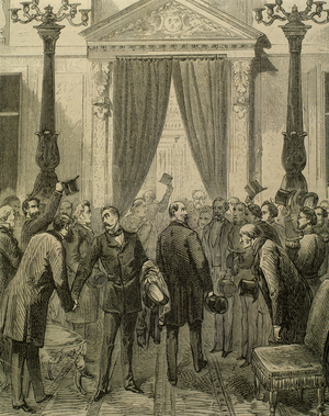 Prince Philippe of Orleans, Count of Paris (1838-1894), Entry of the Prince in the French Assembly, Versailles (engraving)