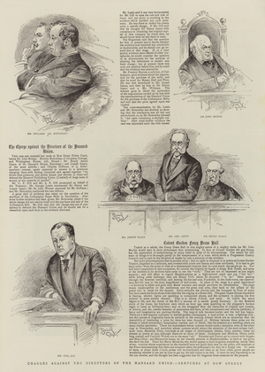Charges against the Directors of the Hansard Union, Sketches at Bow Street (litho)