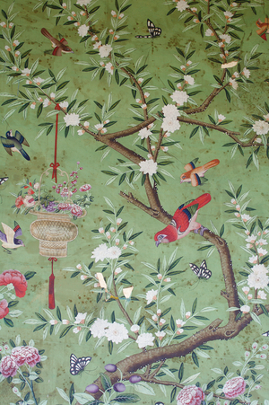 Detail of the wallpaper in the Wellington Room (photo)