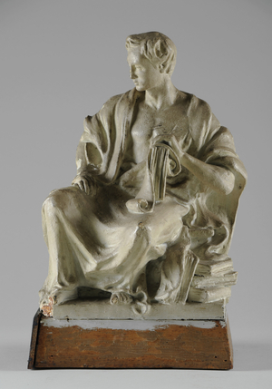Maquette for a seated man in classical dress (painted plaster)