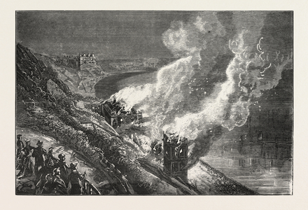 Destruction of the Spa Saloon, Scarborough by Fire, Engraving 1876, UK
