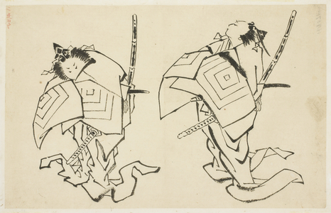 Danjuro V or VI, Kabuki Actor, in Arigoto
Role (two studies), c.1815-1849 (ink on paper)