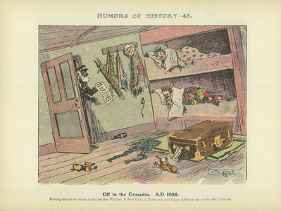 Off to the Crusades. A.D. 1096 (colour litho)