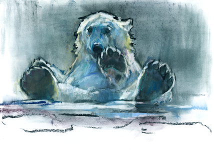 Ice Bath, 2016 (conté and pastel on paper)