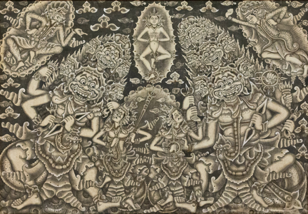 The fight between Kresna and Baladewa, 1968,( chinese ink on canvas)