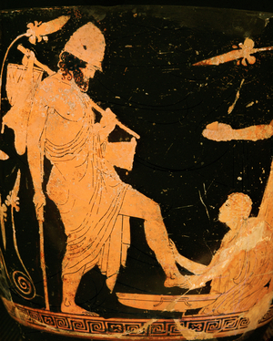 The nurse Euriklea washes Ulysses' feet after his return …