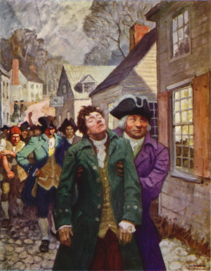 Johnny's Defeat at the Dock (colour litho)