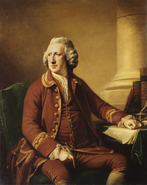 Portrait of Charles Howard (1720-1786), seated in a Brown Suit Trimmed with Gold Braid, 1768 (oil on canvas)