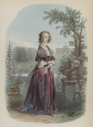 Louise of Orleans, Queen Consort of Leopold I, King of the Belgians (coloured engraving)