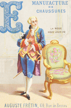 Letter E - Fashion under Louis XV (men's costume) ,1880 (chromolithography)