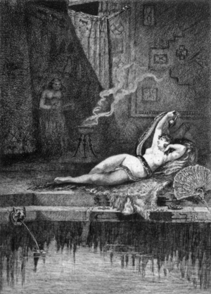 Illustration of novel by Gustave Flaubert Salambo, engraving by Louveau Rouveyre after Poirson, 1887