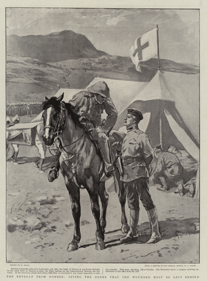 The Retreat from Dundee, giving the Order that the Wounded must be left behind (litho)
