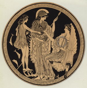 Theseus brought before Amphitrite (colour litho)