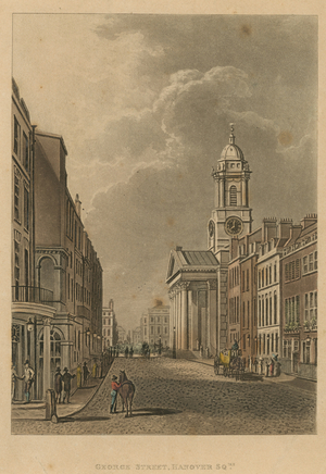 St George's Church in Hanover Square (coloured engraving)