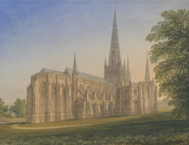 Lichfield Cathedral - North East View: water colour painting, nd [1770-1851] (painting)