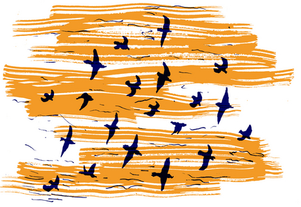 Birds Flying, 2020, (Indian ink)