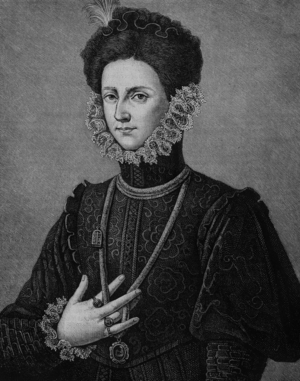 Isabelle of Portugal (1503-1539) spanish queen and Holy Roman Empress, CharlesQuint's wife, engraving by J.Guillaume after H.Rousseau