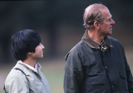 Crown Prince Naruhito of Japan and the Duke of Edinburgh at Balmoral Castle, Scotland, 1984 (photo)