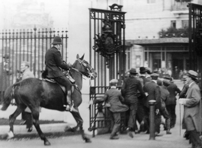 Riots in London, 1930s (b/w photo)