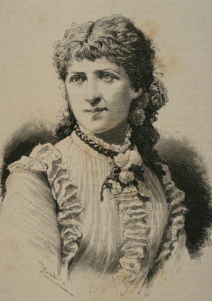 Portrait of Louise Fastenrath (Goldmann), German poetess (engraving)