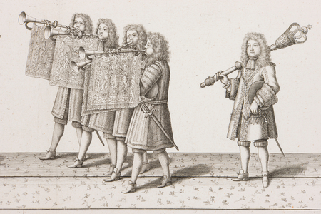 James II coronation procession, 1687 (engraving)