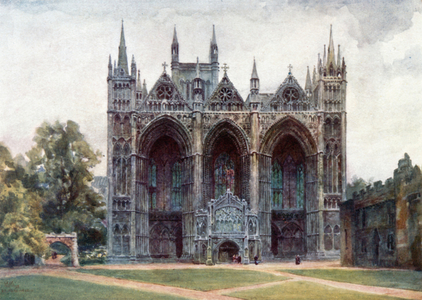Peterborough, the West Front (colour litho)