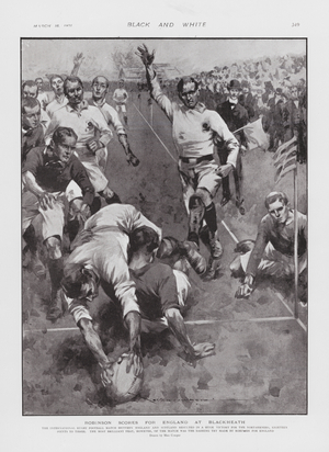 Robinson scores for England at Blackheath, 1901 (litho)