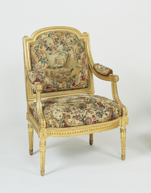 Armchair (gilded wood with tapestry)