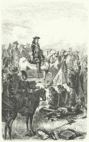 Peter the Great of Russia at the Battle of Poltava, 1709 (engraving)