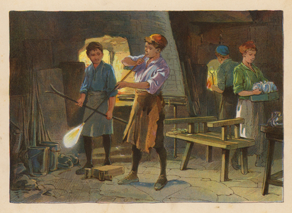 Little Workers: Glass Blowing (colour litho)