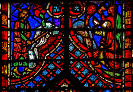 Window w2  Moses hits the rock of Horeb Ex XVII 35 (stained glass)
