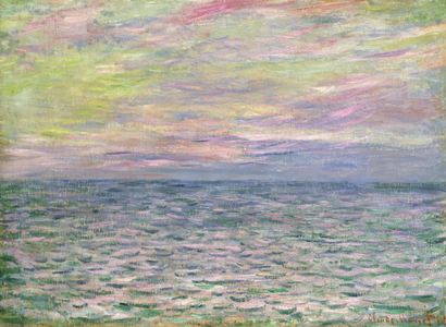 On the High Seas, Sunset at Pourville; Coucher de Soleil a Pourville, Pleine Mer, 1882 (oil on canvas)